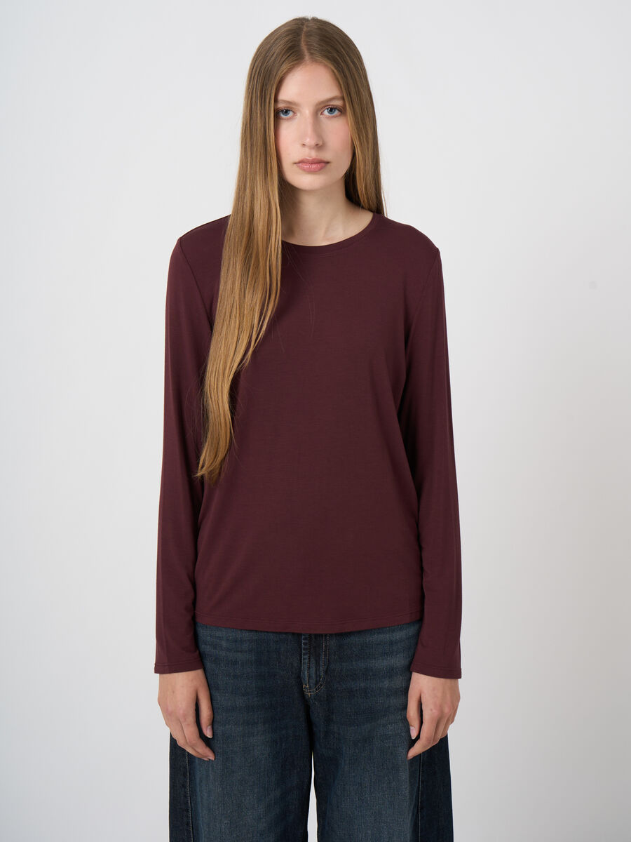 Slim-Fit Jersey Long-Sleeve Top with Round Neckline image number 0