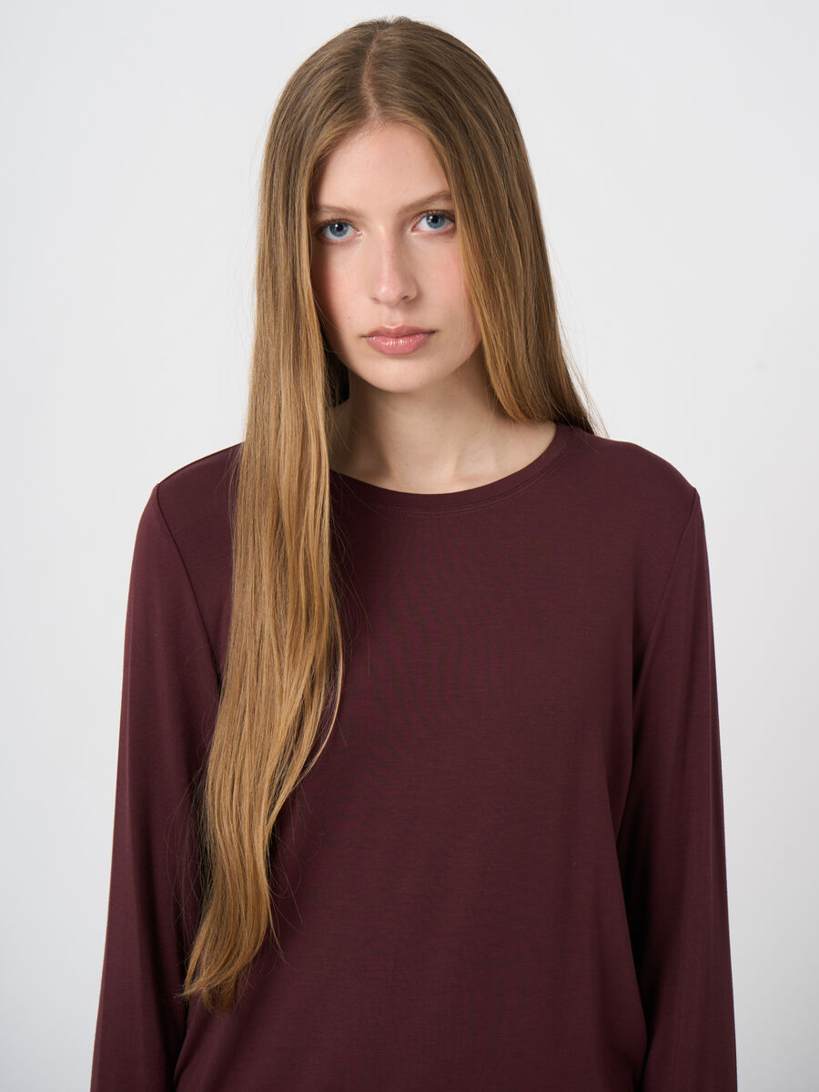 Slim-Fit Jersey Long-Sleeve Top with Round Neckline image number 1