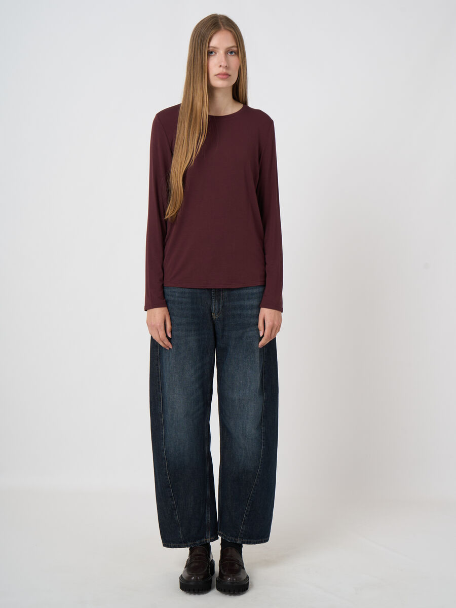 Slim-Fit Jersey Long-Sleeve Top with Round Neckline image number 3