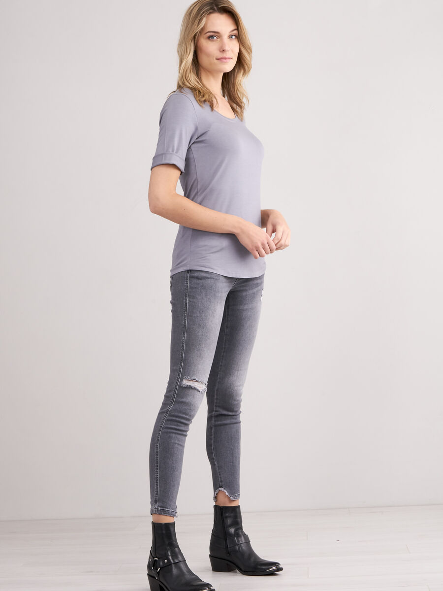 Basic T-shirt with rolled up sleeves image number 3