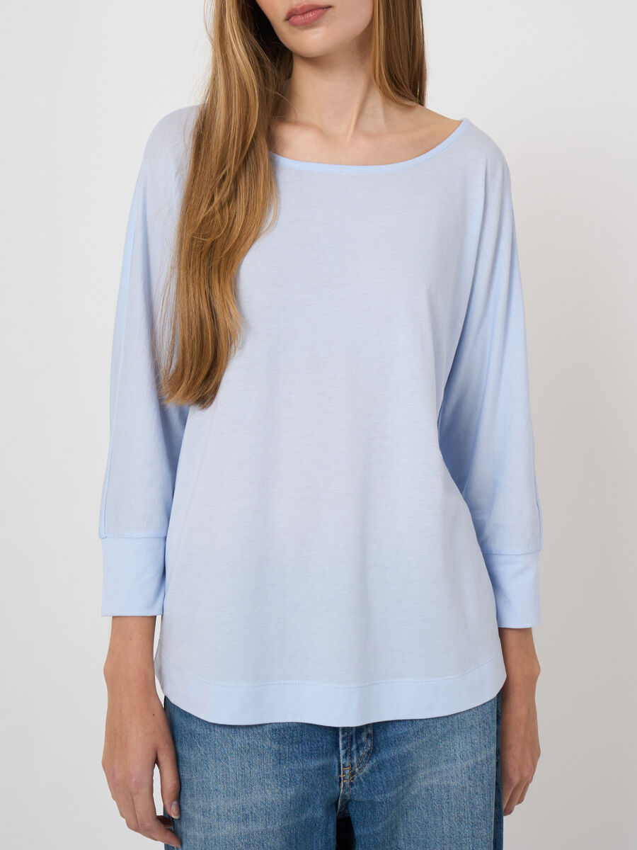 Lyocell&ndash;cotton blend batwing top with 3/4 sleeves image number 4