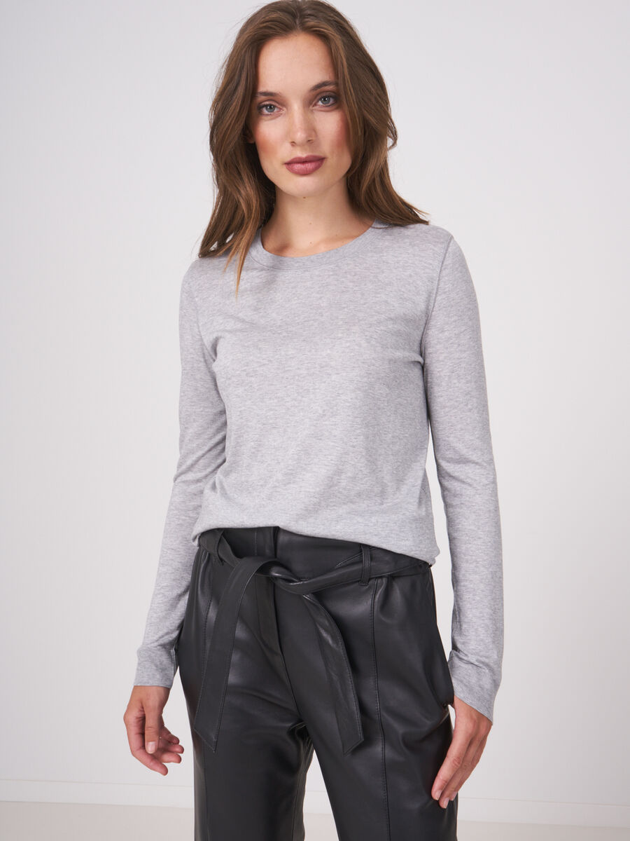 Long-sleeved top with round neck image number 0