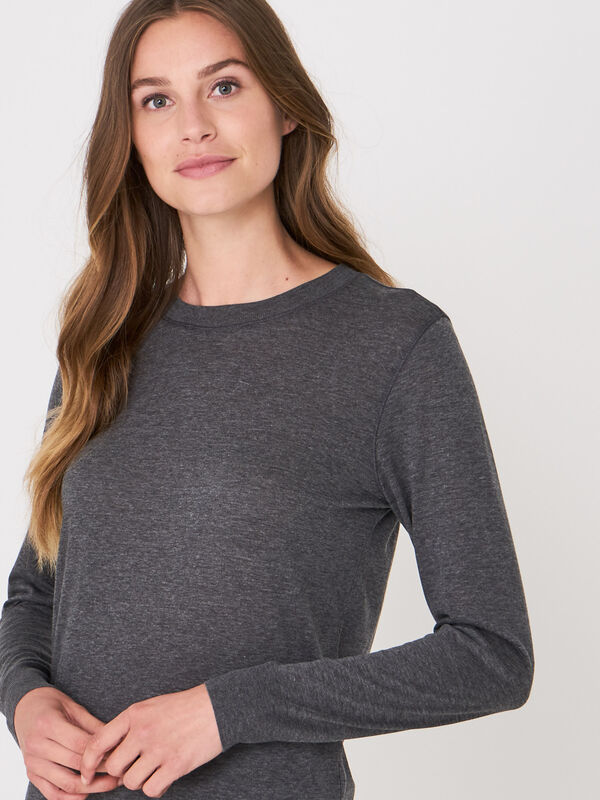 Long-sleeved top with round neck image number 0