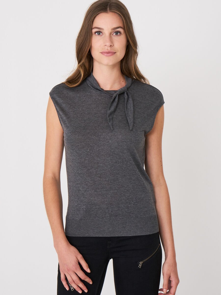Sleeveless top with tie neck image number 0