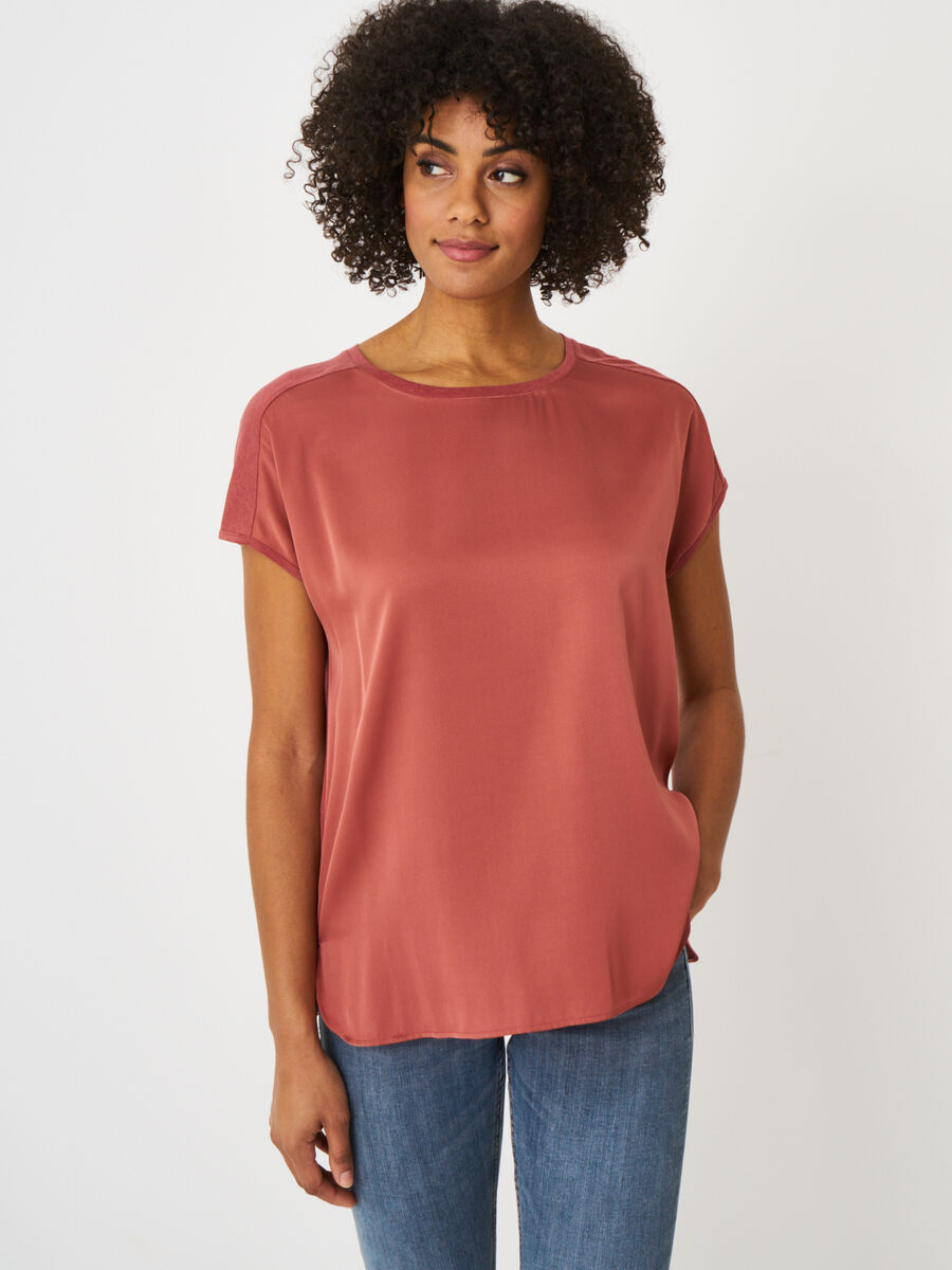 Top with silk front and drop shoulders image number 0