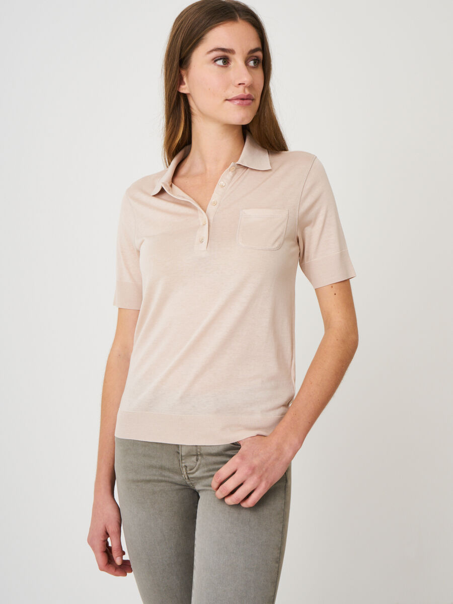 Polo T-shirt in lyocell-cotton blend with chest pocket image number 0