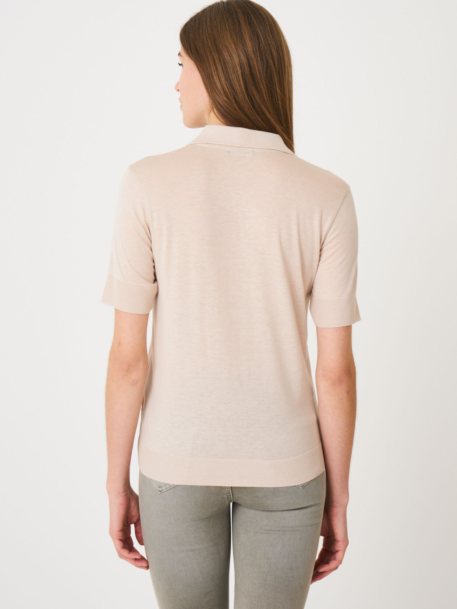 Polo T-shirt in lyocell-cotton blend with chest pocket