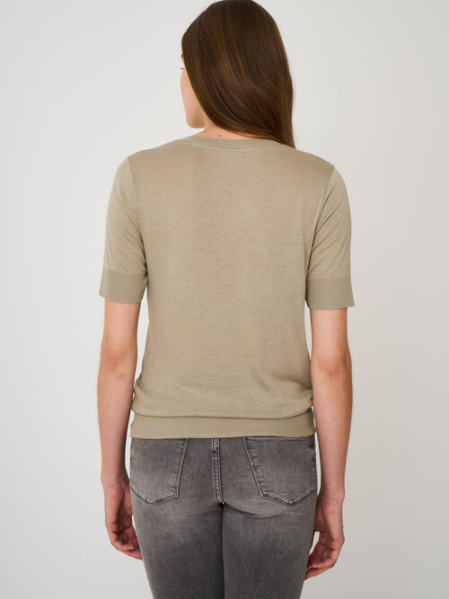 T-Shirt mit Knoten am Saum aus hochwertiger Lyocell-Baumwollmischung