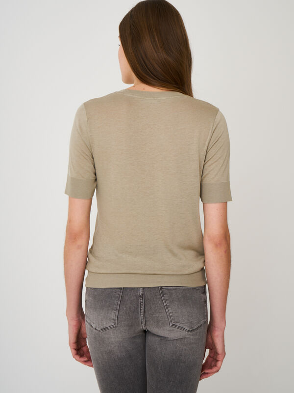 T-shirt avec ourlet noué en mélange de coton lyocell de haute qualité image number 1