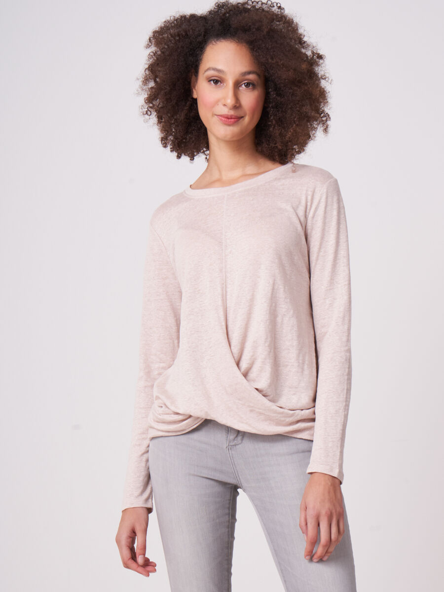 Linen top with crossed hem image number 0