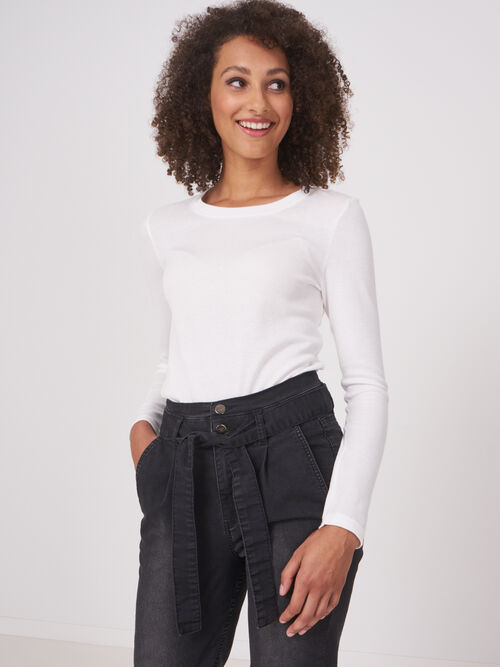 Long sleeve fine rib jersey top