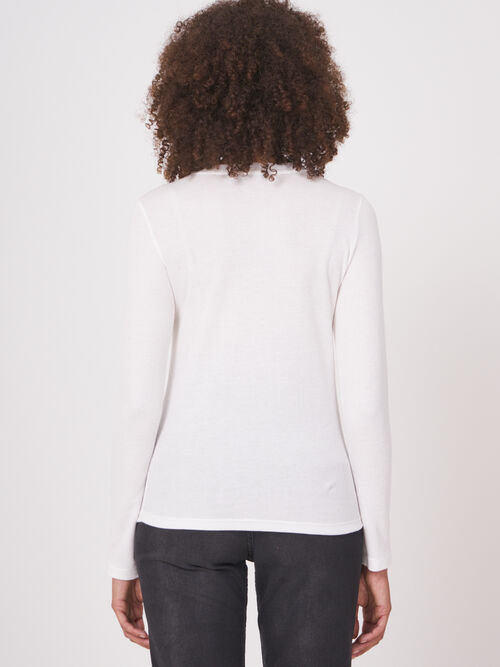 Long sleeve fine rib jersey top