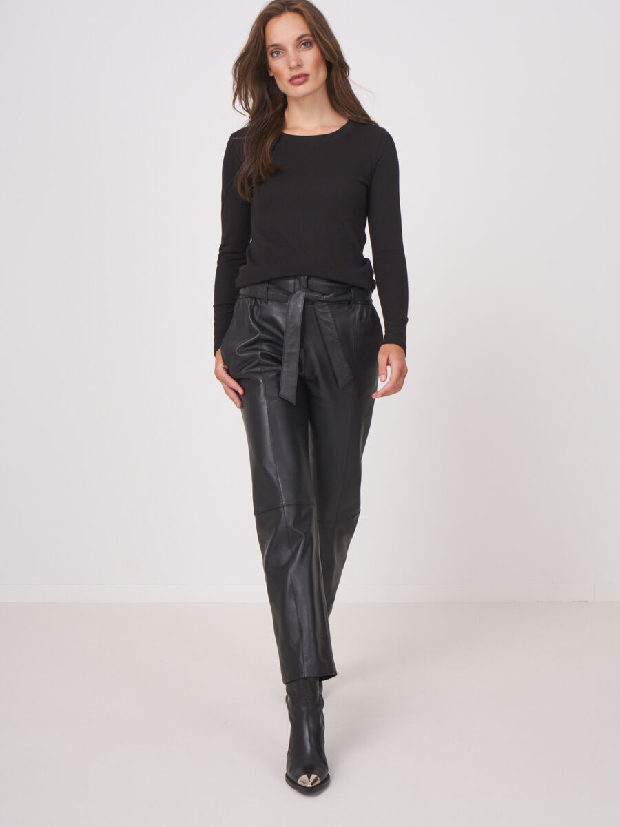 Long sleeve fine rib jersey top image number 3