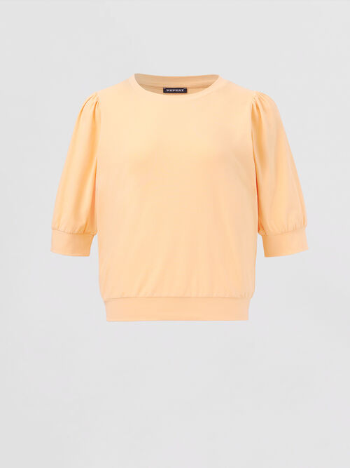 Baumwoll-Stretch-T-Shirt mit kurzen Puffärmeln