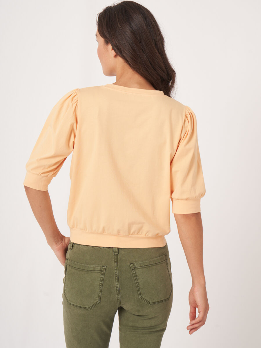 Cotton stretch T-shirt with short puff sleeves image number 2