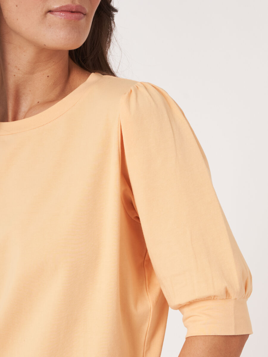 Cotton stretch T-shirt with short puff sleeves image number 3