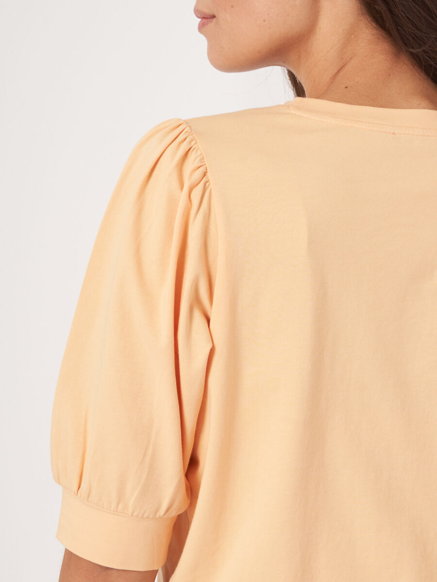 Cotton stretch T-shirt with short puff sleeves image number 5