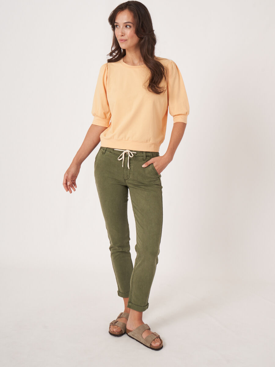 Cotton stretch T-shirt with short puff sleeves image number 6