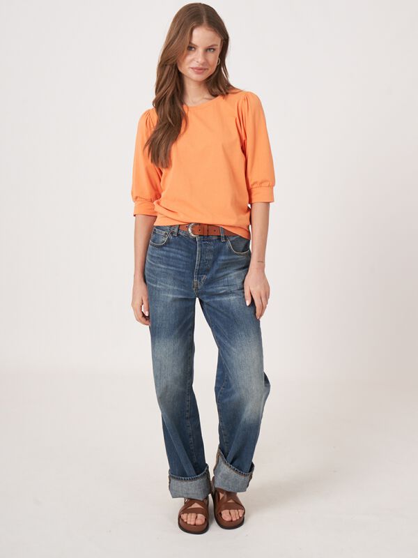 Baumwoll-Stretch-T-Shirt mit kurzen Puff&auml;rmeln image number 4