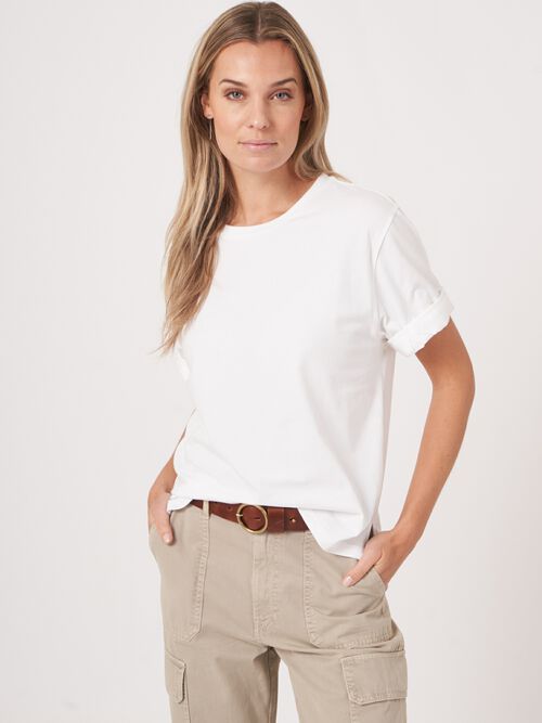 Loose fit T-shirt met opgerolde mouwen