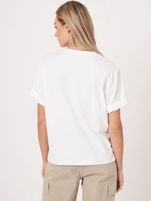 Loose fit T-shirt met opgerolde mouwen