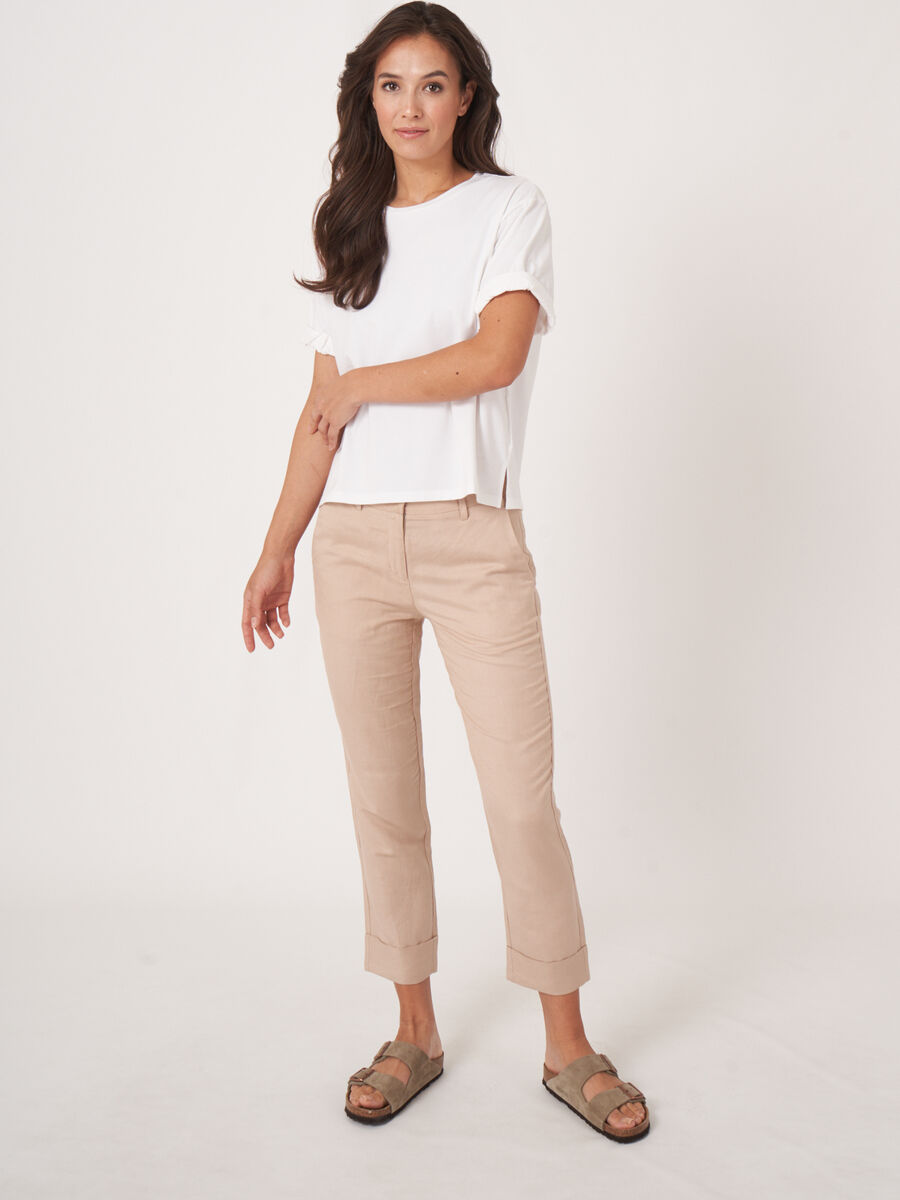 Loose fit T-shirt met opgerolde mouwen image number 4