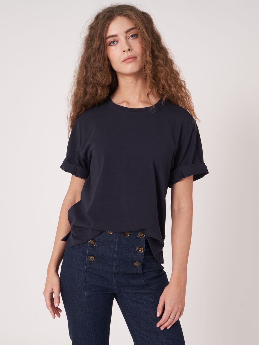 Loose fit T-shirt with rolled up sleeves image number 0