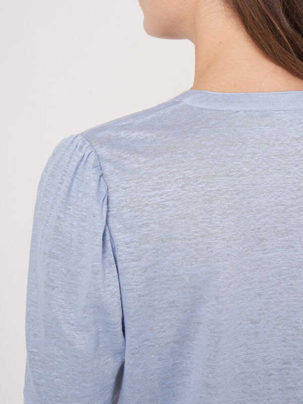 T-shirt en lin avec encolure ronde et fente image number 3