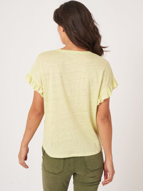 Linen top with ruffle