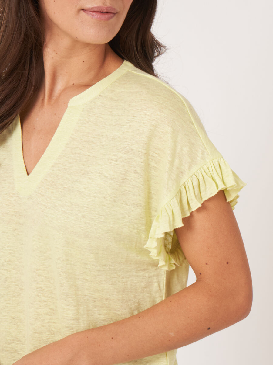 Linen top with ruffle image number 2
