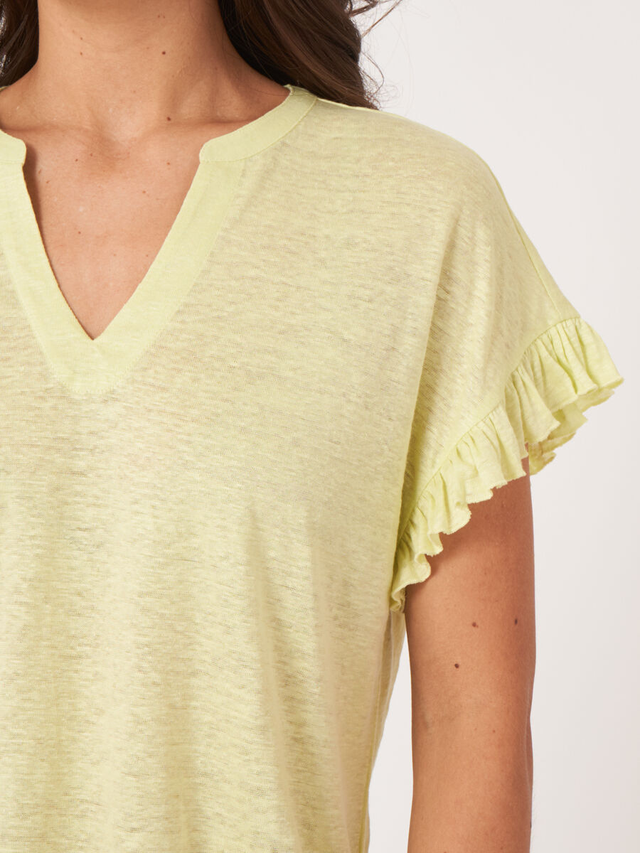 Linen top with ruffle image number 3
