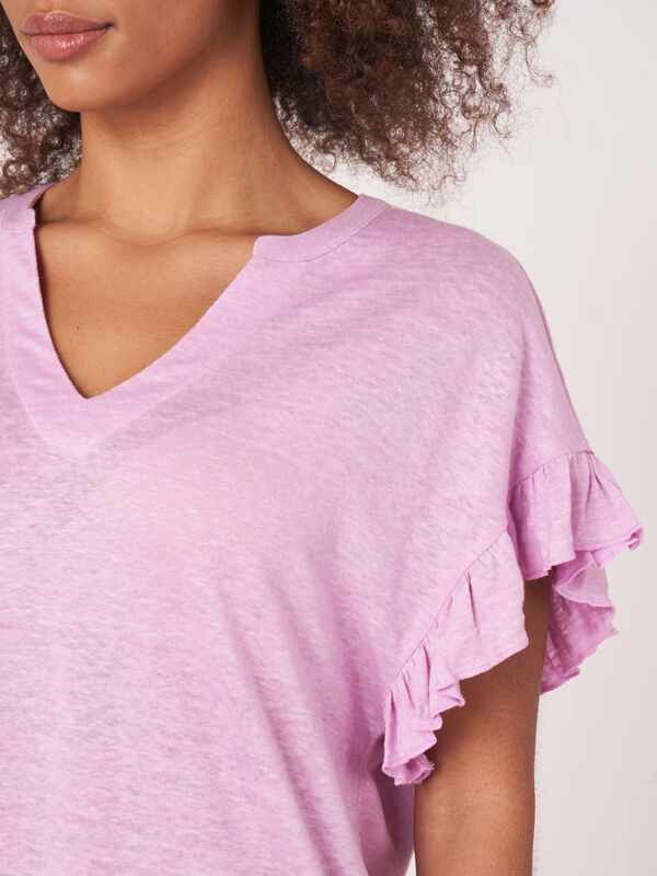 Leinen-Top mit Rüsche image number 2