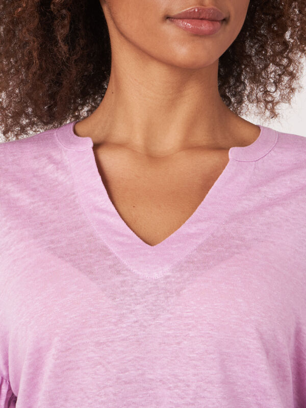 Leinen-Top mit Rüsche image number 3