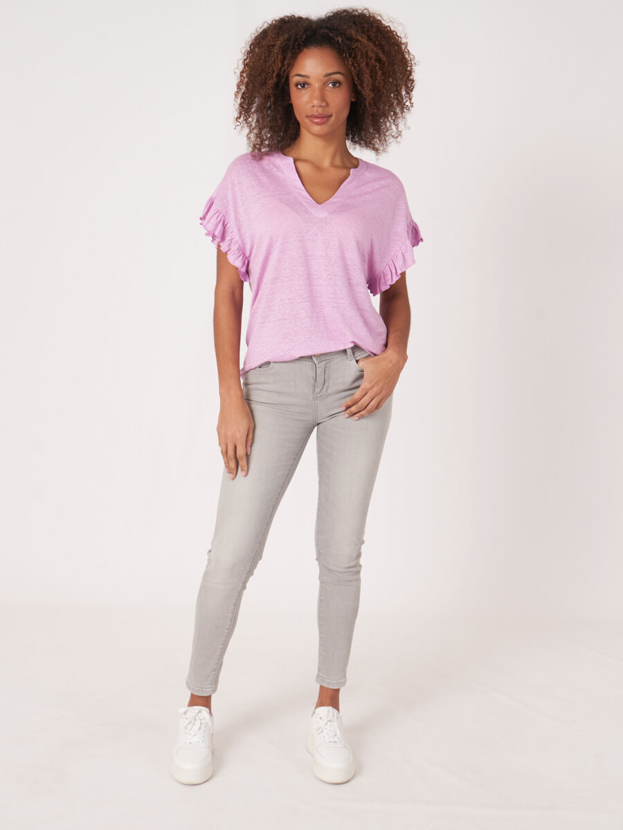 Linen top with ruffle image number 4