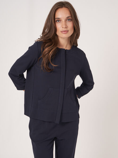 Cotton blend sweatshirt jacket with covered button placket