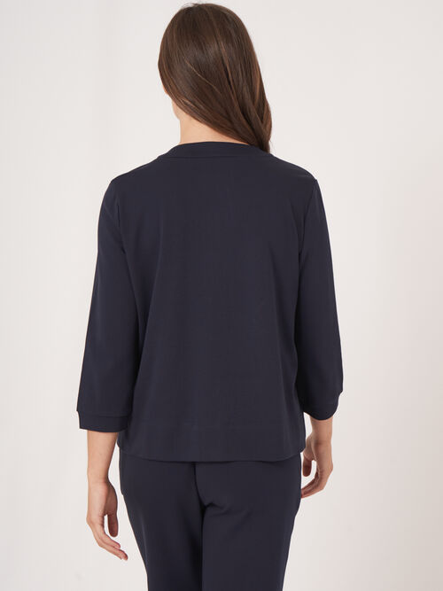 Cotton blend sweatshirt jacket with covered button placket