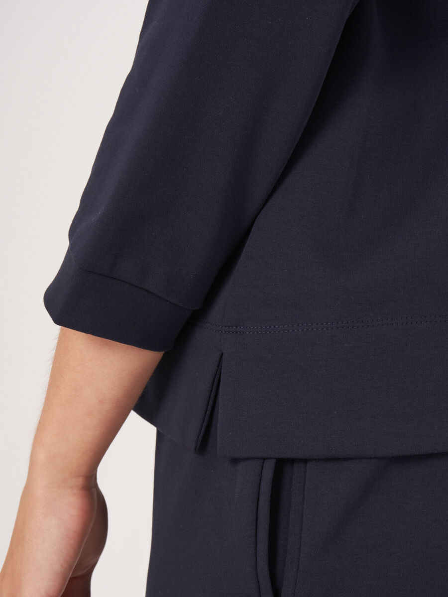 Cotton blend sweatshirt jacket with covered button placket image number 4