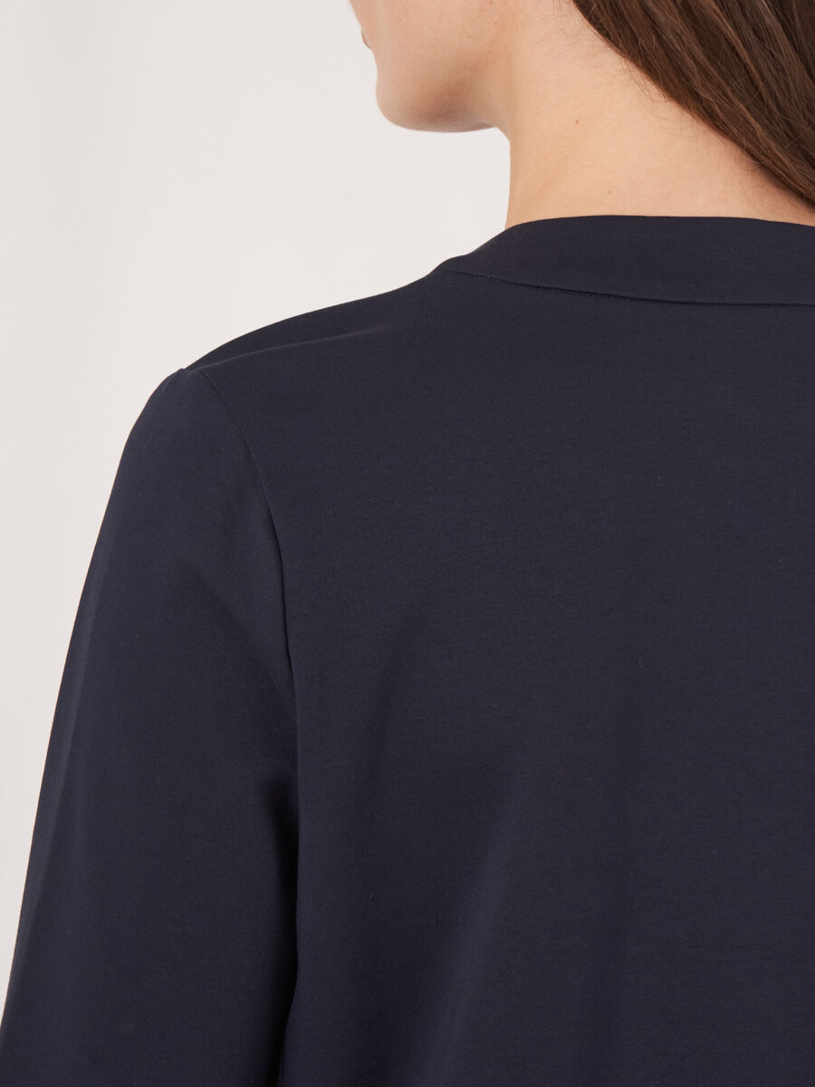 Cotton blend sweatshirt jacket with covered button placket image number 5