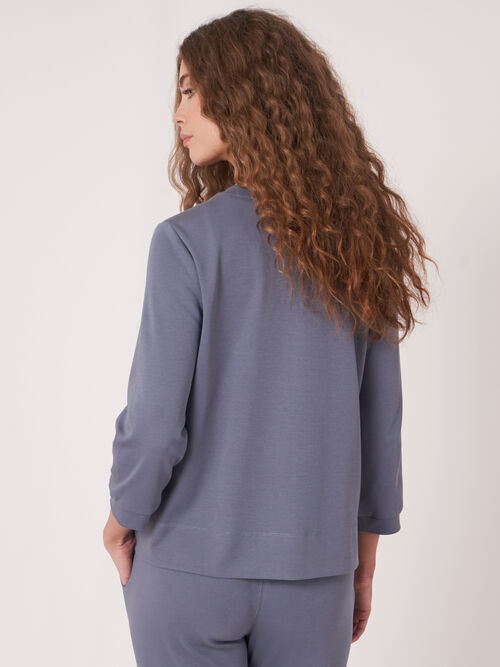 Sweatshirt-Jacke mit verdeckter Knopfleiste aus Baumwollmischung