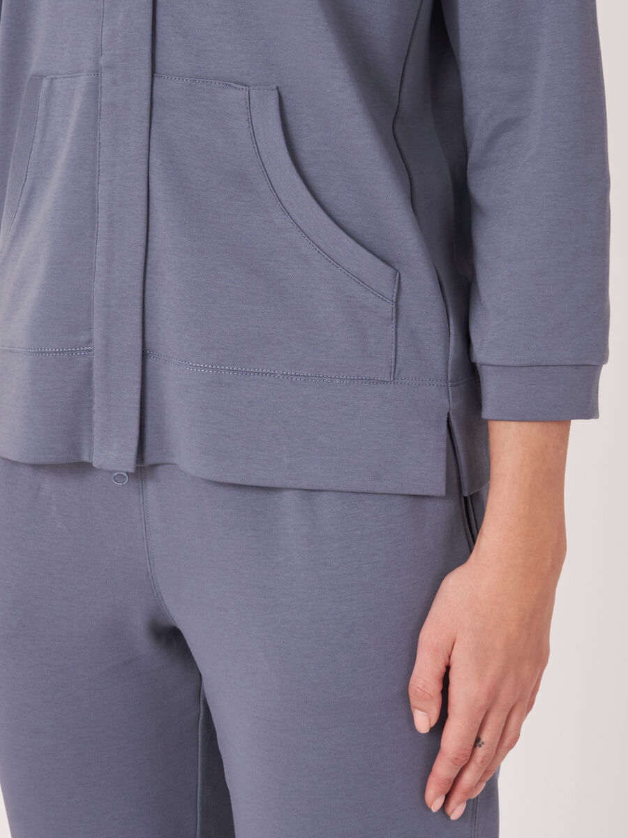 Sweatshirt-Jacke mit verdeckter Knopfleiste aus Baumwollmischung image number 2