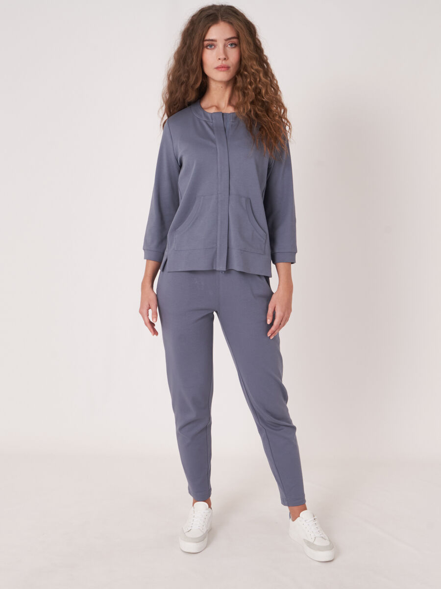 Sweatshirt-Jacke mit verdeckter Knopfleiste aus Baumwollmischung image number 4