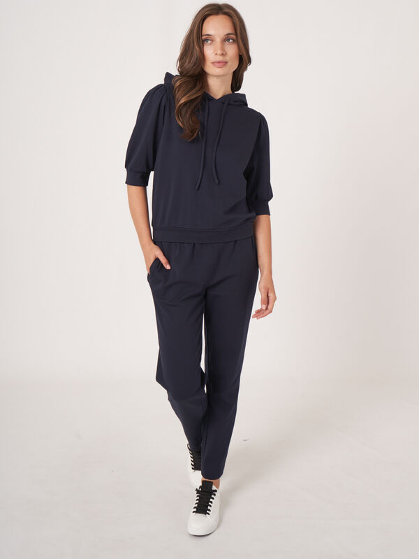 Sweat &agrave; capuche &agrave; manches courtes en coton m&eacute;lang&eacute; image number 6