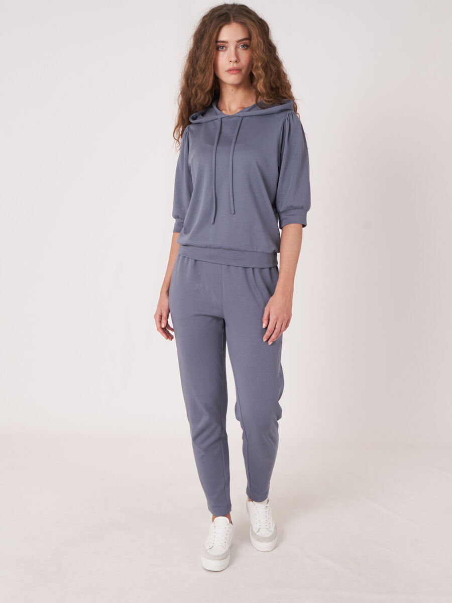 Sweat à capuche à manches courtes en coton mélangé image number 5