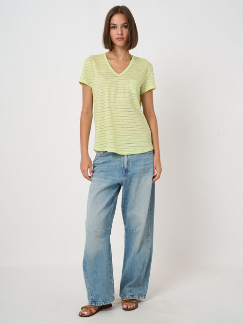 T-shirt en lin avec rayures en lurex
