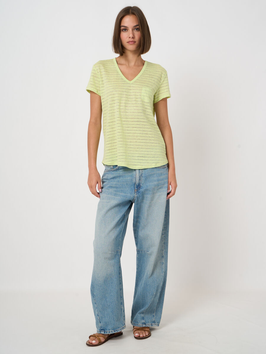 T-shirt en lin avec rayures en lurex image number 1