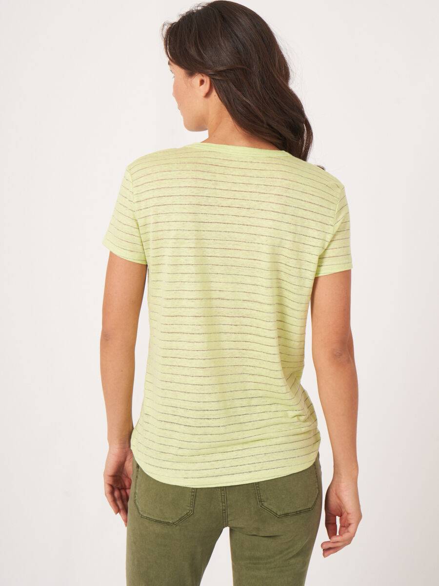 Linen T-shirt with lurex stripes image number 2