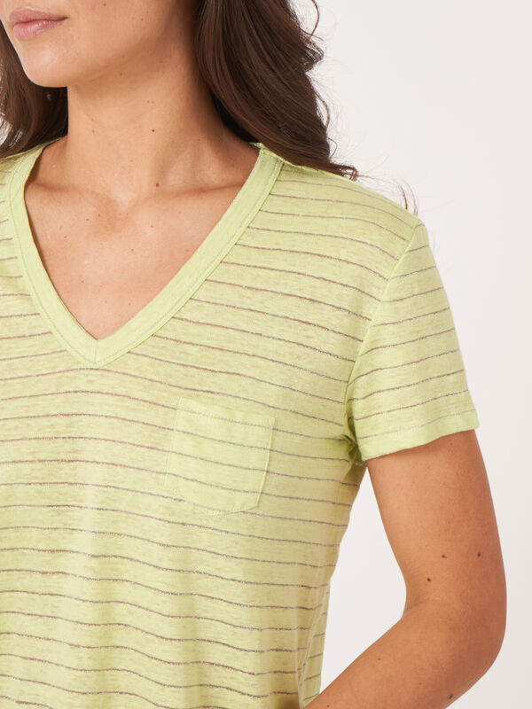 Linen T-shirt with lurex stripes image number 3