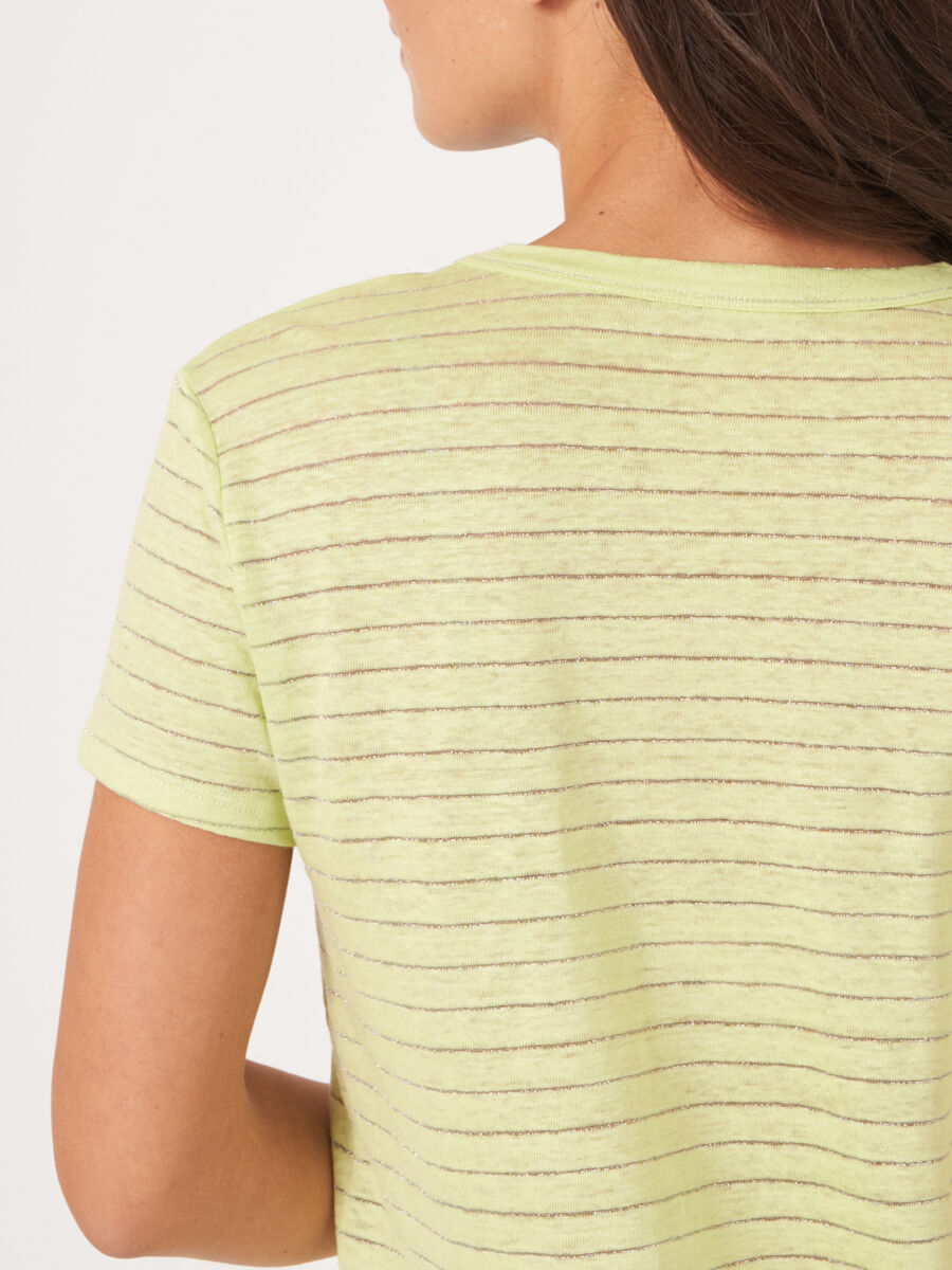 Linen T-shirt with lurex stripes image number 4