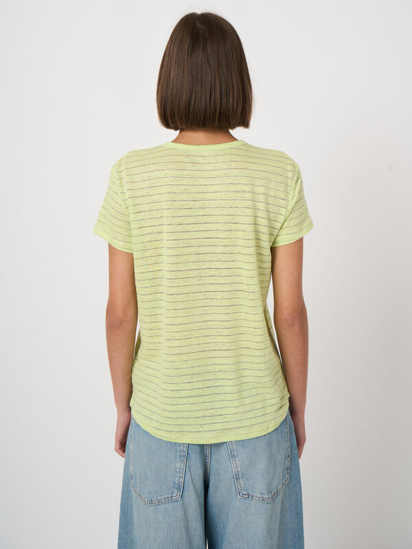 Linen T-shirt with lurex stripes image number 4