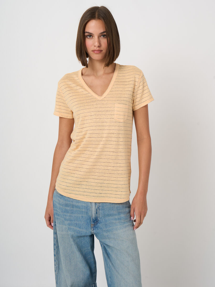 T-shirt en lin avec rayures en lurex image number 0